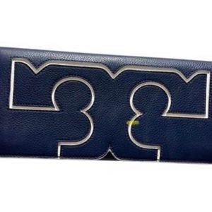 Tory Burch clutch, navy leather
